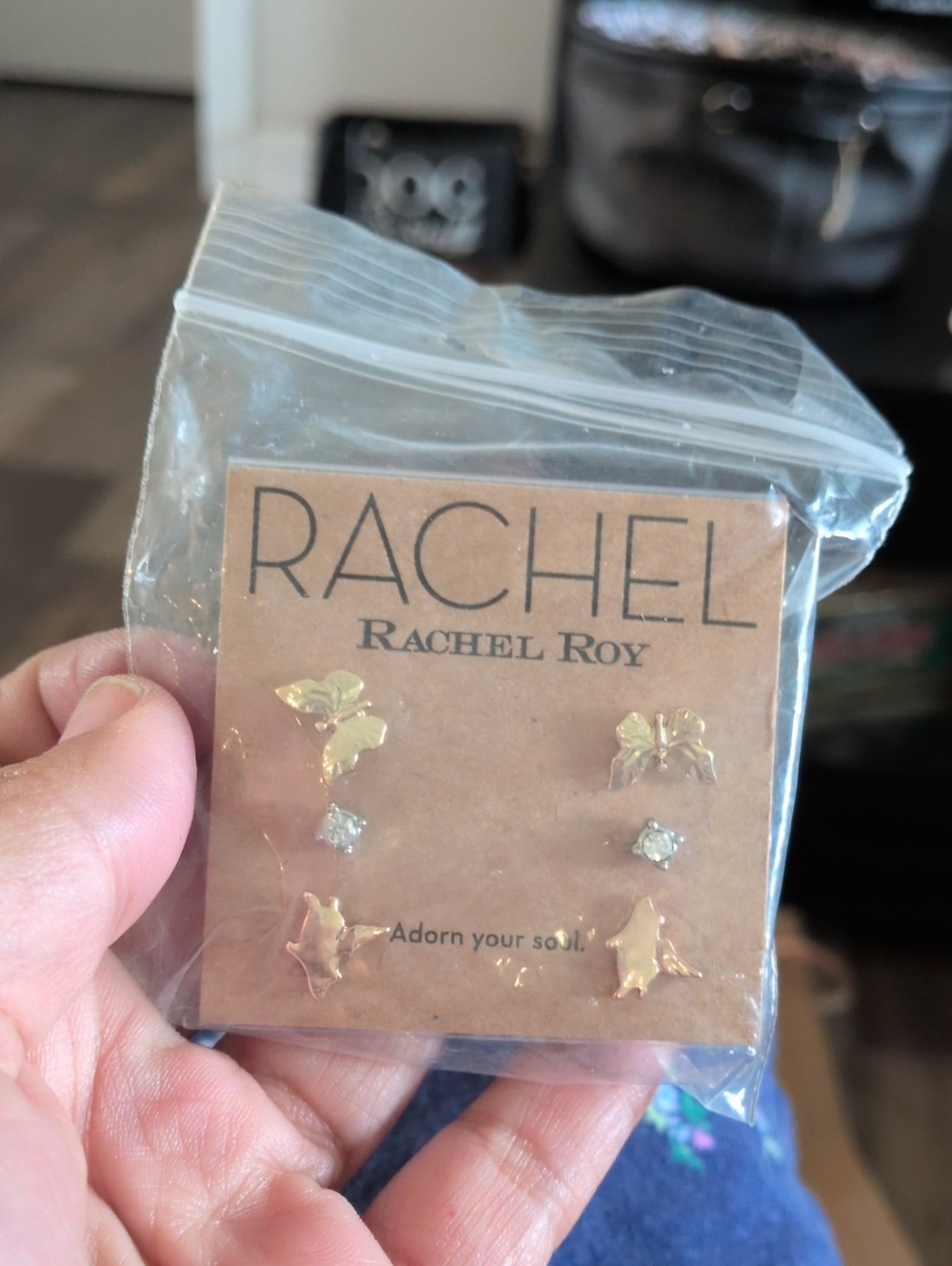 RACHEL Rachel Roy Gold Tone Floral and Animal Stud Earring Set